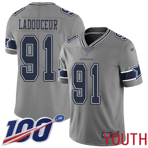 Youth Dallas Cowboys Limited Gray L. P. Ladouceur #91 100th Season Inverted Legend NFL Jersey